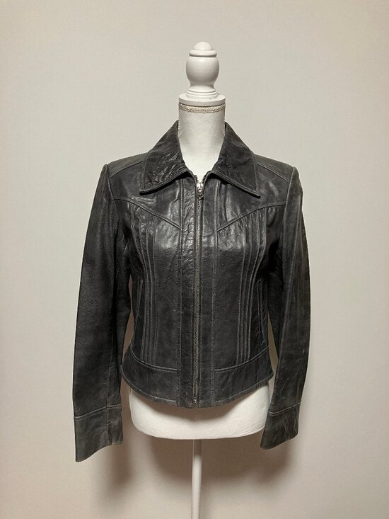 Guess Jackets & Blazers - Vintage Guess Women's Genuine Leather Jacket, Size Medium, Black, Y2K, Moto